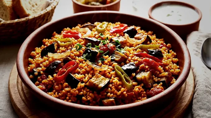 Patlıcanlı Bulgur Pilavı Tarifi - KediHaber
